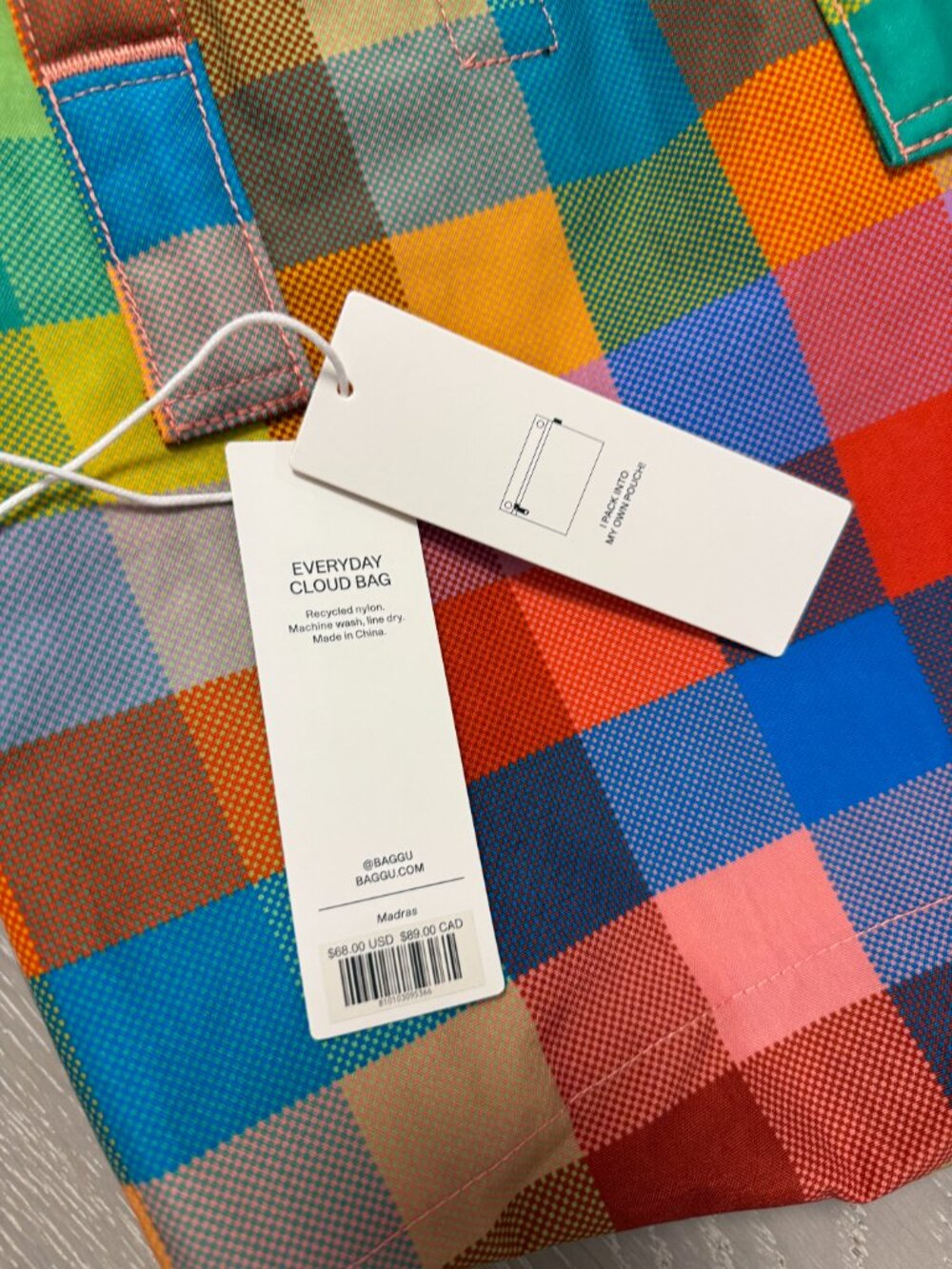 NWT Baggu Madras Everyday Cloud Bag - Picture 4 of 4